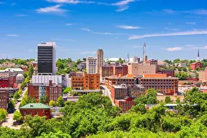 Lynchburg, Virginia, USA downtown city skyline in the day