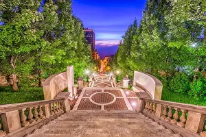 Landscape Park Prints: Lynchburg, Virginia, USA at Monument Terrace steps at night