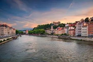 Lyon. Cityscape image of Lyon, France during sunset