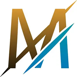 Quick Prints: M Letter Slash Logo, Concept Letter M + icon slash