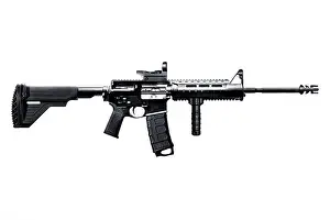 Handgun Prints: M416 gun, Automatic weapon isolated black, military army