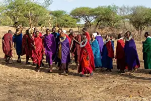Tanzania Prints: Maasai people dancing in their village in Tanzania