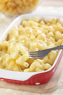 Casserole Prints: Macaroni and cheese in the casserole closeup