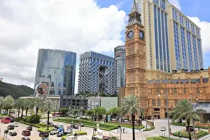 Big Ben Prints: Macau, China July 2 2023: Big Ben replica in The Londoner Macao and City of Dreams