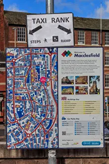 High Street Prints: Macclesfield Railway Station, Town Centre, CHeshire, England, UK, GB
