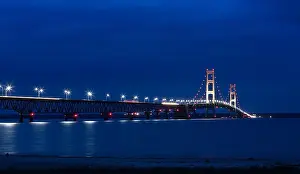 Great Lakes Prints: The Mackinac Bridge is located on Interstate 75 in northern Michigan at the Straits of Mackinac