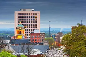Macon, Georgia, USA downtown cityscape in spring season at twilight