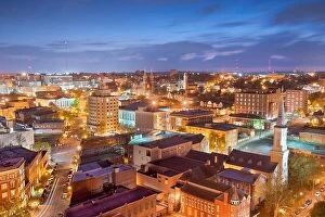 Images Dated 25th March 2016: Macon, Georgia, USA downtown skyline at dusk
