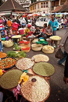 Journeys Prints: Madagascar, Antananarivo, Analakely Market, pulse and vegetable stalls