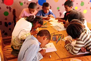 Madagascar Prints: Madagascar, Antsirabe, children drawing during Art in All of Us activities