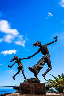 Holding Hands Prints: Madeira, Monte Palace Tropical Gardens statue of a mother and daughter