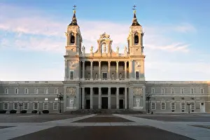 Madrid. Image of Madrid skyline with Santa Maria la Real de La Almudena Cathedral and the Royal Palace during sunrise