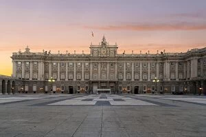 Images Dated 14th April 2018: Madrid Royal Palace in a beautiful summer day at sunset in Madrid, Spain