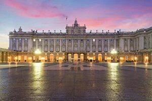 Images Dated 14th April 2018: Madrid Royal Palace in a beautiful summer day at sunset in Madrid, Spain