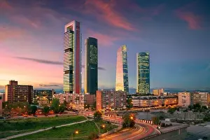 Urban Skyline Prints: Madrid, Spain. Cityscape image of financial district of Madrid