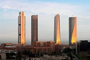 Images Dated 15th April 2018: Madrid Four Towers financial district skyline during sunrise in Madrid, Spain