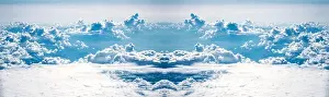 Stratocumulus Prints: Magestic mountains range Alps seen from the high flying drone with beautiful stratocumulus clouds - wide panoramic shot