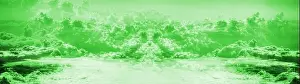 Stratocumulus Prints: Magestic mountains range Alps seen from lying drone beautiful stratocumulus clouds - green explosion in the center