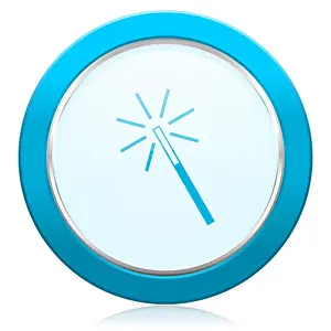 Miracle Prints: Magic wand blue chrome silver metallic border web icon