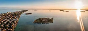 Magical evening sunset view over beautiful Venice in Italy