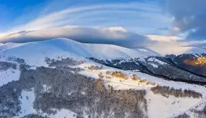 Valley Hills Prints: Magical winter panorama of beautiful snowy slopes