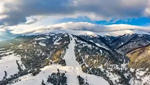 Mountain Resort Prints: Magical winter panorama of beautiful snowy slopes