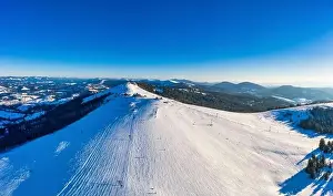 Valley Hills Prints: Magical winter panorama of beautiful snowy slopes