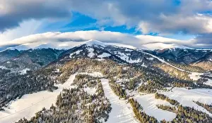 Valley Hills Prints: Magical winter panorama of beautiful snowy slopes