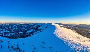 Valley Hills Prints: Magical winter panorama of beautiful snowy slopes