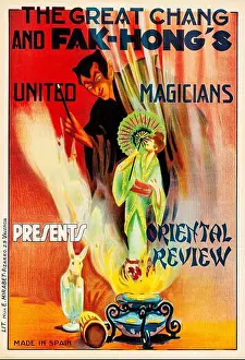 Old Advertisement Prints: Magicians Chang and Fak Hong's Oriental Review (1930s) Magic Show Poster