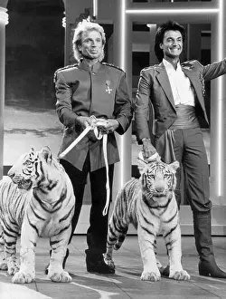 1987 Prints: The two magicians Siegfried and Roy with their tigers