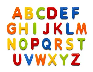 Magnetic Plastic Alphabet colorful ABC Letters Isolated on White Background