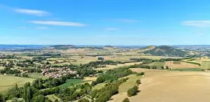 Magnificent viewpoint with a view of a beautiful landscape during the summer, with volcanic protuberances
