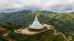 Ceylon Prints: Mahamevnawa Buddhist Monastery temple in the mountain top. Bandarawela, Sri Lanka