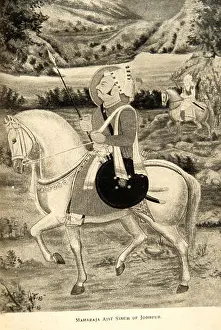 Riding Horse Prints: Maharaja Ajit Singh ; Ajit Singh Rathore ; Ajit Singh of Marwar ; Jodhpur ; Rajasthan ; India ; Indian ; old vintage