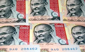 Noting Prints: Mahatma Gandhi on Indian Currency 1000 Rupee Banknotes