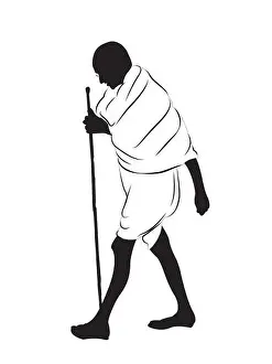 Mahatma Gandhi walking.leader of freedom fighters and father of the nation