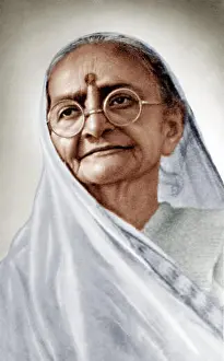 Spectacles Prints: Mahatma gandhi wife, kasturba gandhi, india, asia, 1942