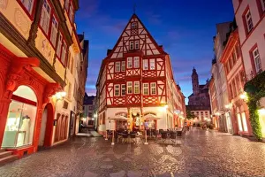 Mainz Prints: Mainz, Germany. Cityscape image of Mainz old town during twilight blue hour