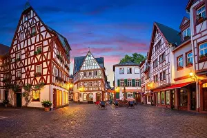 Mainz, Germany. Cityscape image of Mainz old town during twilight blue hour