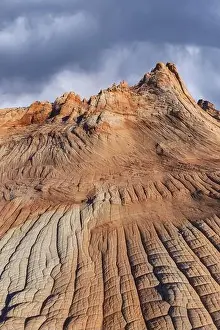 Majestic drone view of scenery of sandy road surrounded by rough mountains in National Park in Utah on sunny day