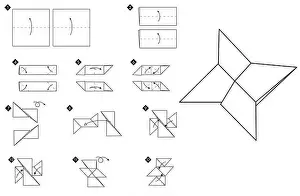 Tutorial Prints: How to make origami star blade shuriken vector illustration