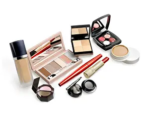 Beauty Treatment Prints: Makeup set. Still life on white background