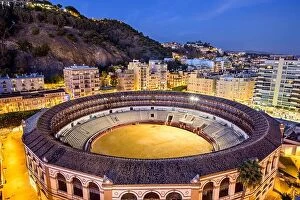 Images Dated 2nd November 2014: Malaga, Spain cityscape and bullring at Plaza del Toros