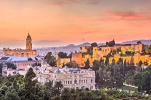 Images Dated 2nd November 2014: Malaga, Spain old town skyline at dusk