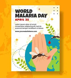 Sickness Prints: Malaria Day Vertical Poster Flat Cartoon Hand Drawn Templates Background Illustration