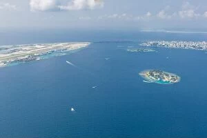 Images Dated 3rd May 2018: Maldives island capital island, Male. Hulhumale city island view from over the clouds