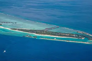 Maldives Island Prints: Maldives paradise scenic. Tropical aerial landscape
