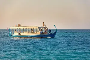Dhoni Prints: Maldives: Wonderful Maldivian boat Dhoni on tropical blue sea