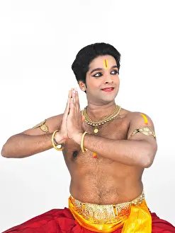 Vibrant Color Prints: male Bharathanatyam dancer of Tamil nadu in South India